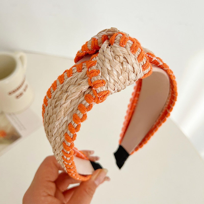 TEEK - Wide-Brimmed Straw Headbands HAIR CARE theteekdotcom B orange  