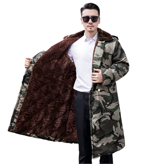 TEEK - Mens Heavy Long Hooded Fleeced Camouflage Overcoat COAT theteekdotcom