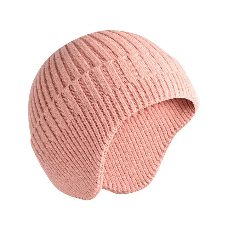 TEEK - Solid Knitted Earmuff Beanie Hat HAT theteekdotcom pink  