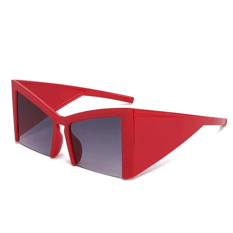 TEEK - Blocked Kitty Oversized Shield Sunglasses EYEGLASSES theteekdotcom C3 RedGray  