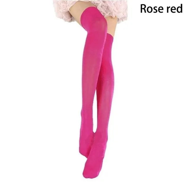 TEEK - Candy Colors Over The Knee Long Stockings LINGERIE theteekdotcom Rose Red  