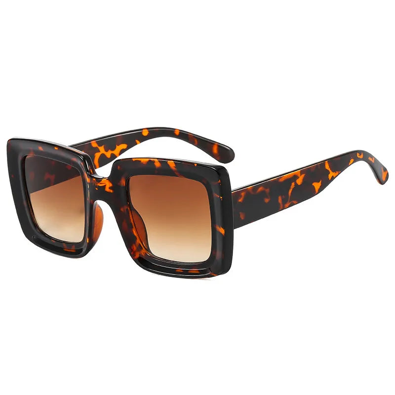TEEK - Plunking Square Sunglasses EYEGLASSES theteekdotcom Leopard-Brown  