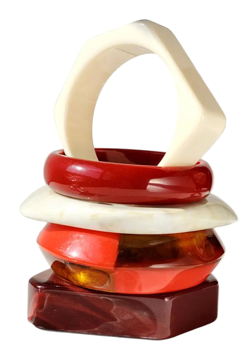 TEEK - Thick Red and White Geometric Bracelet JEWELRY theteekdotcom