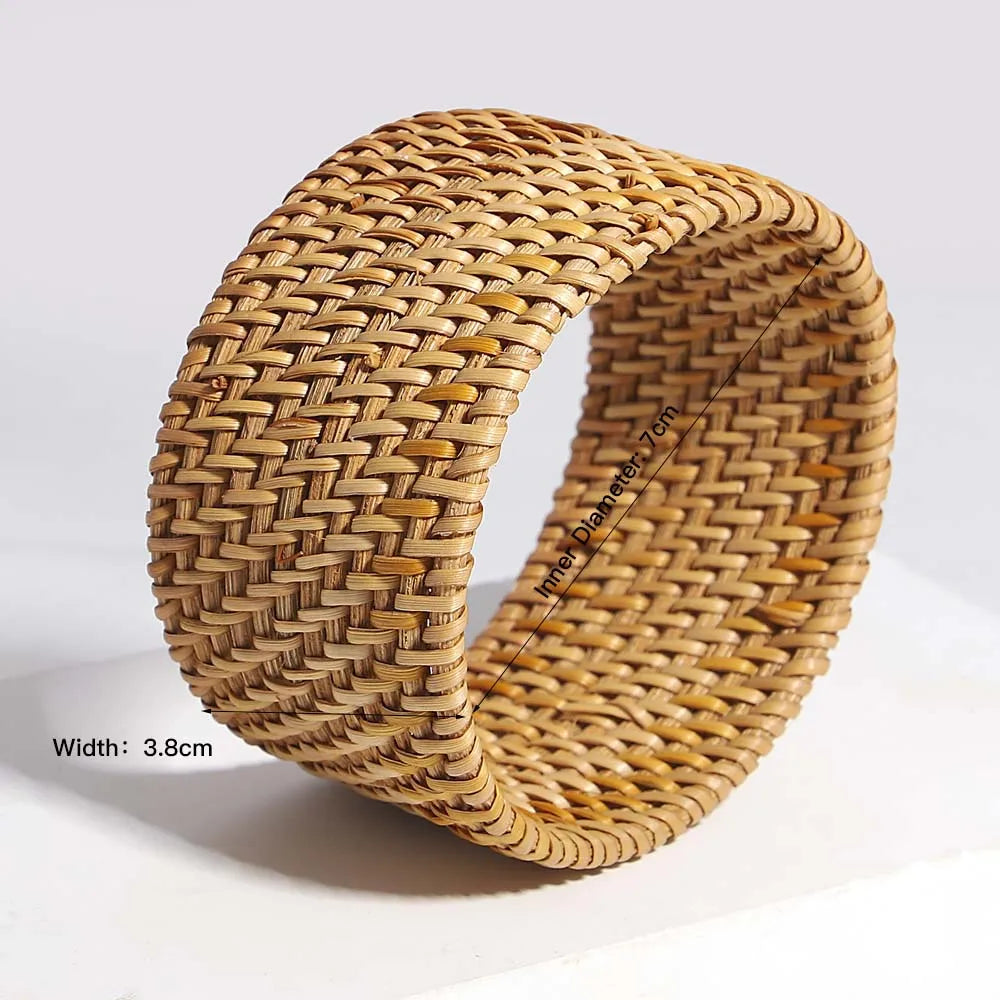 TEEK - Boho Wood Bamboo Rattan Weave Bracelet JEWELRY theteekdotcom E686232P  