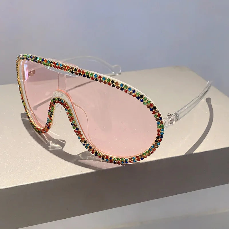 TEEK - Oversized Pilot Bejeweled Eyewear EYEGLASSES theteekdotcom Pink
