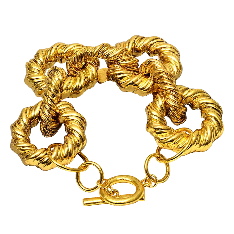 TEEK - Gold Tone Metal Hoops Bracelet JEWELRY theteekdotcom