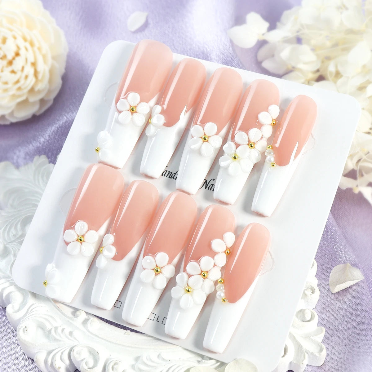 TEEK - 10pcs Pure Handmade 3D Press-On Nails NAIL ART theteekdotcom size-L(XCT0001)  