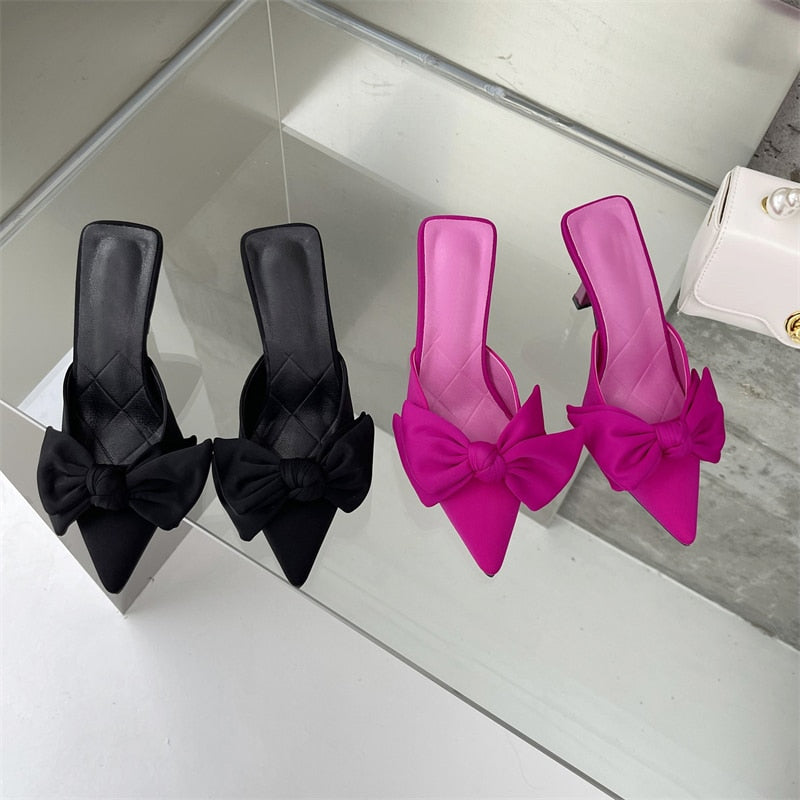 TEEK - Bow Knot Pointed Mules SHOES theteekdotcom   