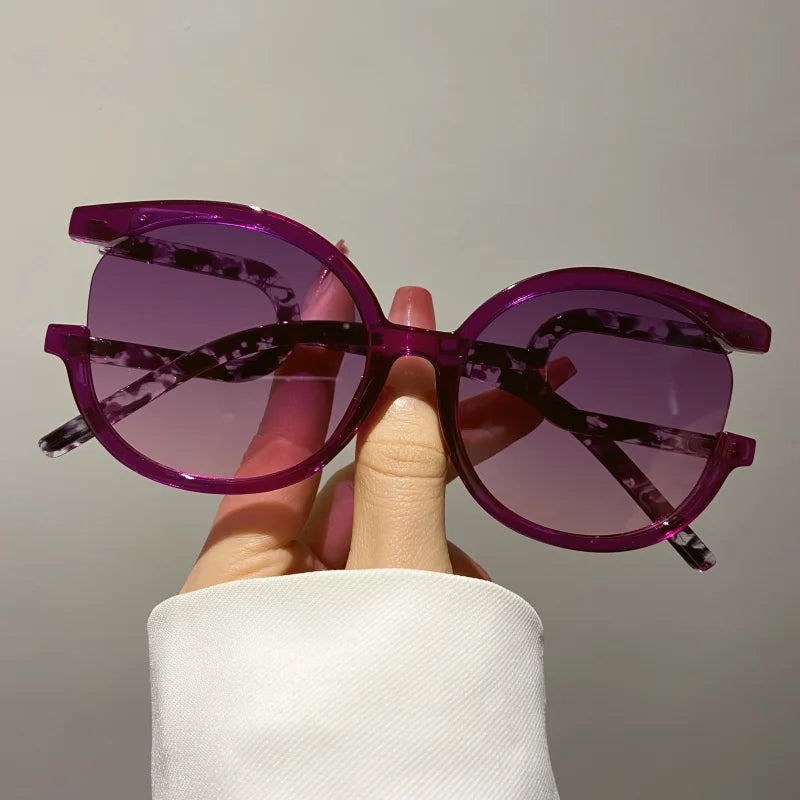 TEEK - Two-Color Chipped Circle Rim Sunglasses EYEGLASSES theteekdotcom PURPLE  