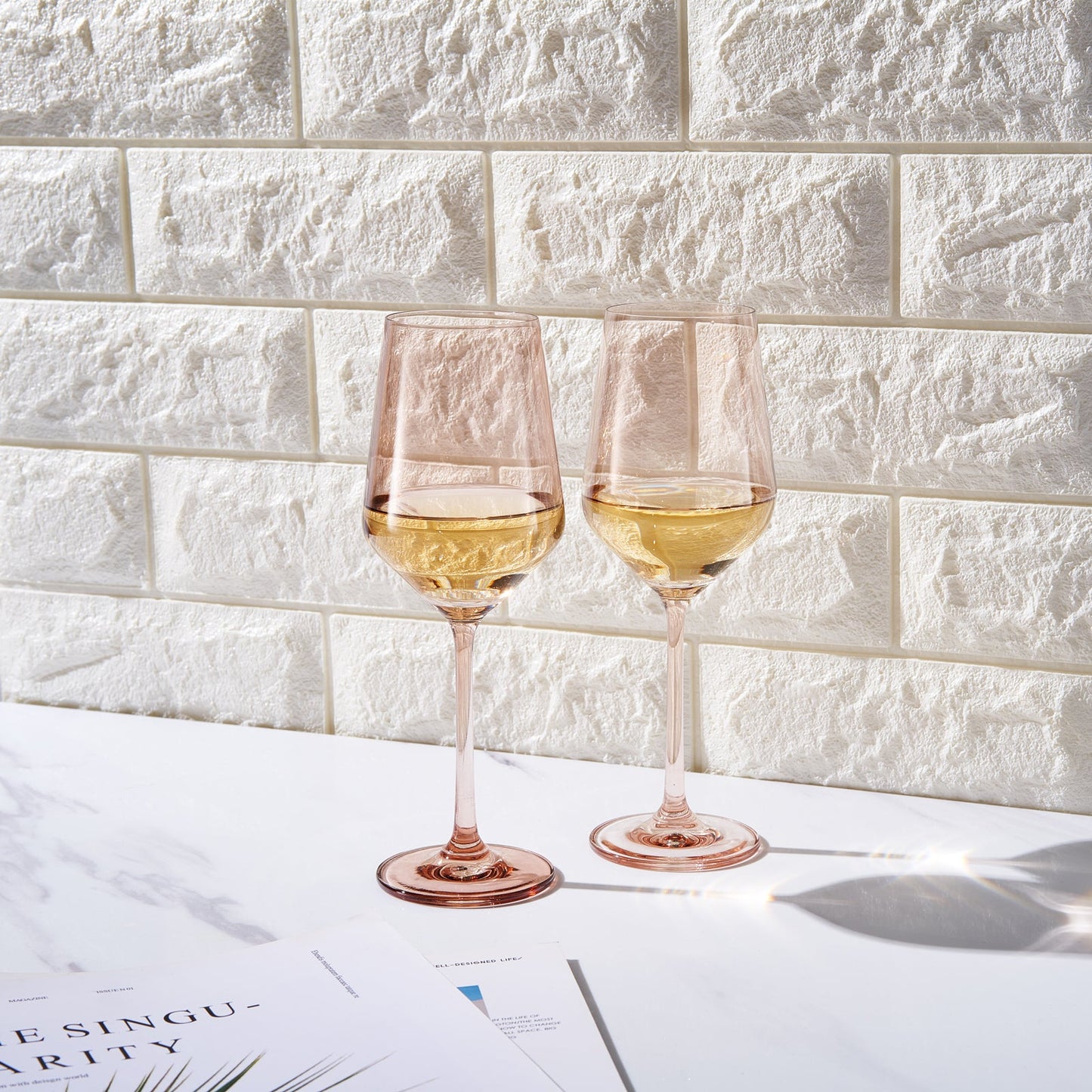 TEEK - Tonal Stemmed Wine Glassware Tan Set HOME DECOR TEEK KS