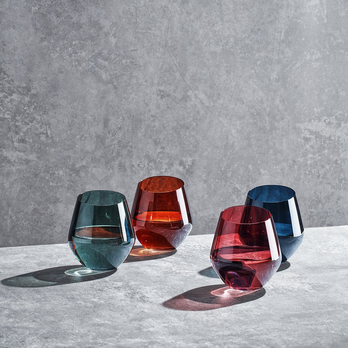 TEEK - Tonal Slanted Stemless Wine Glassware Set HOME DECOR TEEK KS
