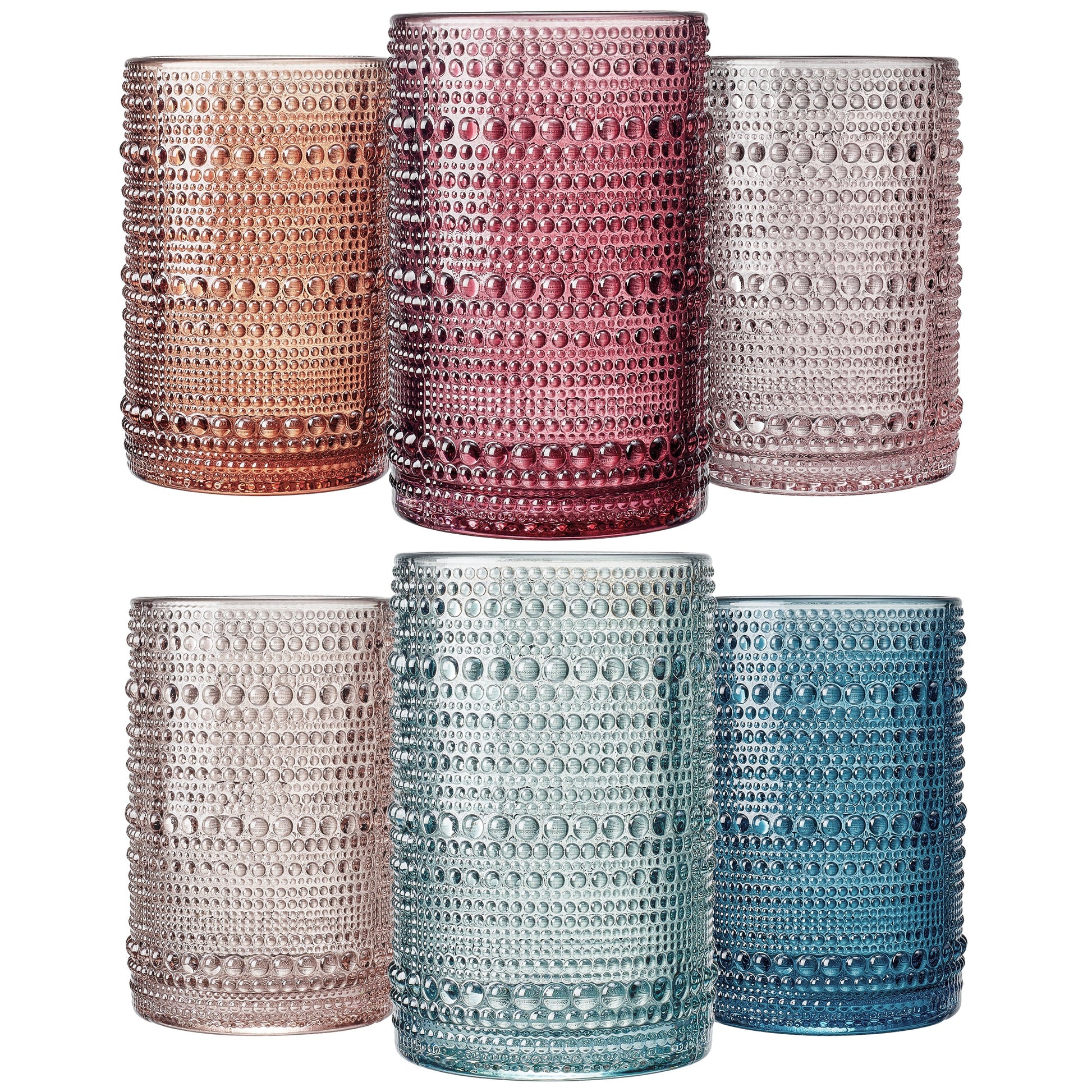 TEEK - Tonal Hobnail Highball Glassware Spring Set of 6 HOME DECOR TEEK KS