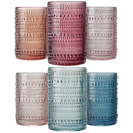 TEEK - Tonal Hobnail Highball Glassware Spring Set of 6 HOME DECOR TEEK KS