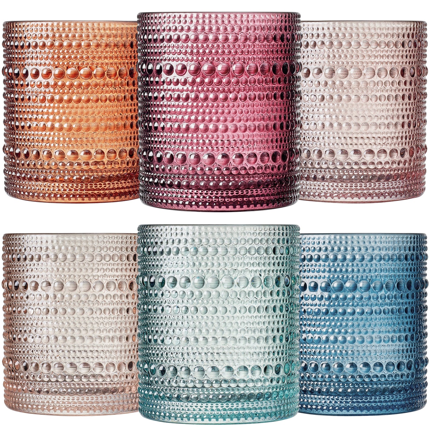 TEEK - Tonal Hobnail Lowball Glassware Spring Set of 6 HOME DECOR TEEK KS