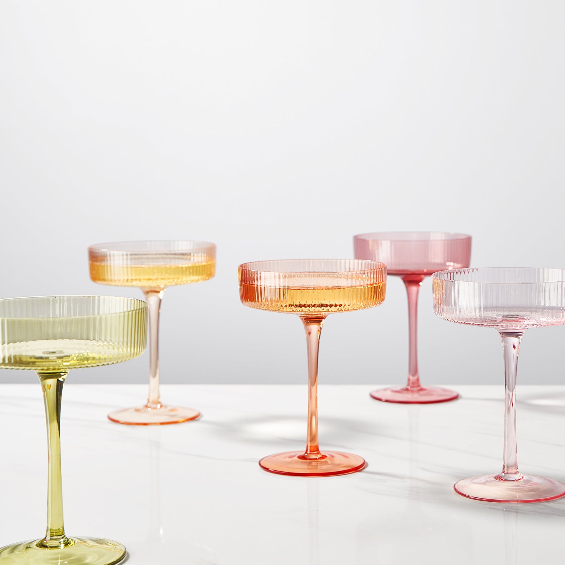TEEK - Como Ribbed Champagne Coupe Cocktail Glassware Set HOME DECOR TEEK KS