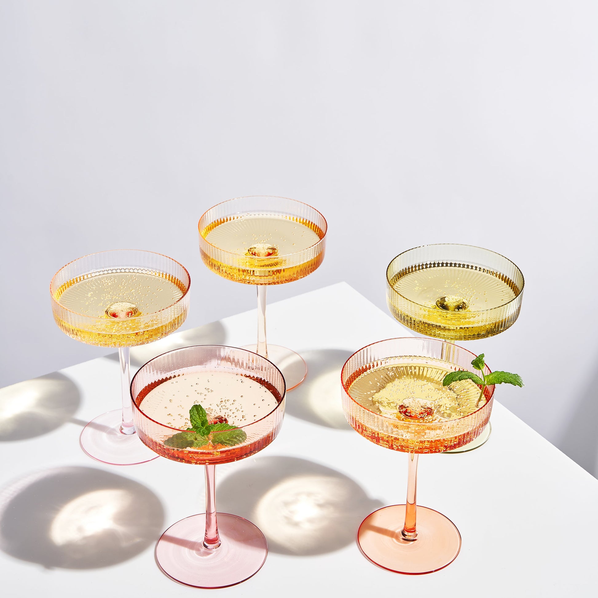 TEEK - Como Ribbed Champagne Coupe Cocktail Glassware Set HOME DECOR TEEK KS