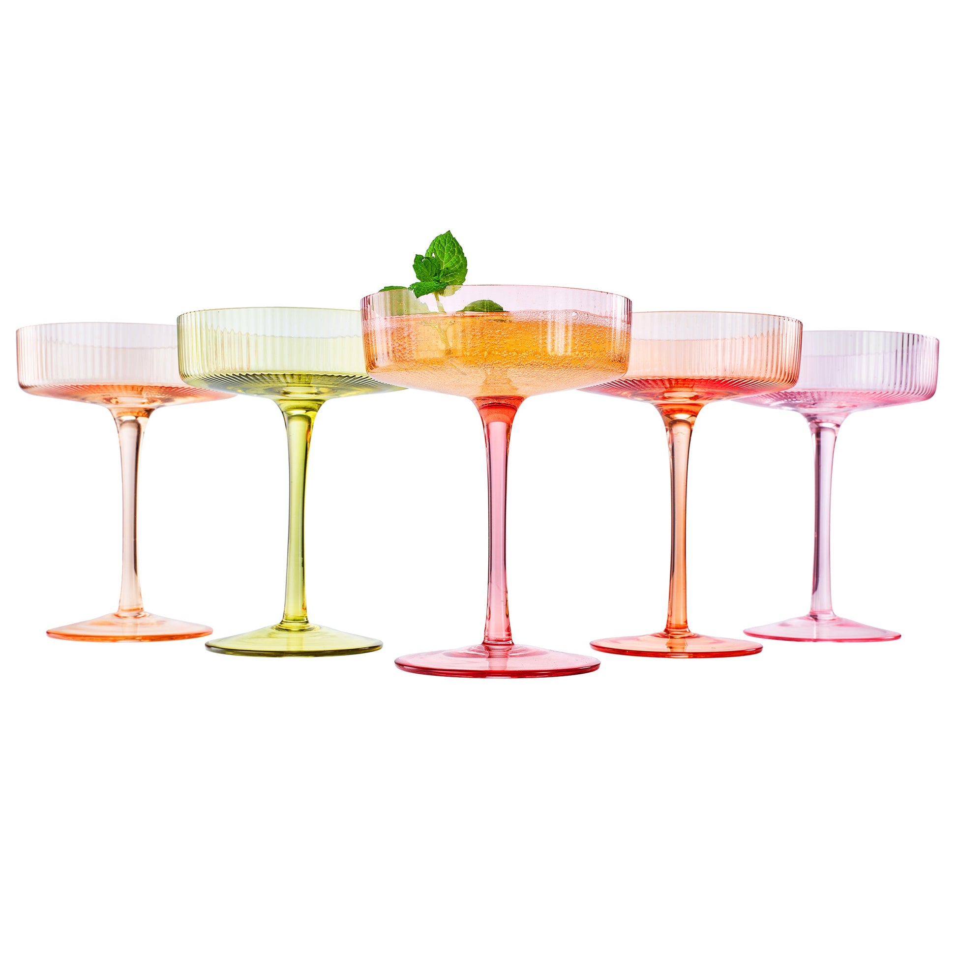 TEEK - Como Ribbed Champagne Coupe Cocktail Glassware Set HOME DECOR TEEK KS