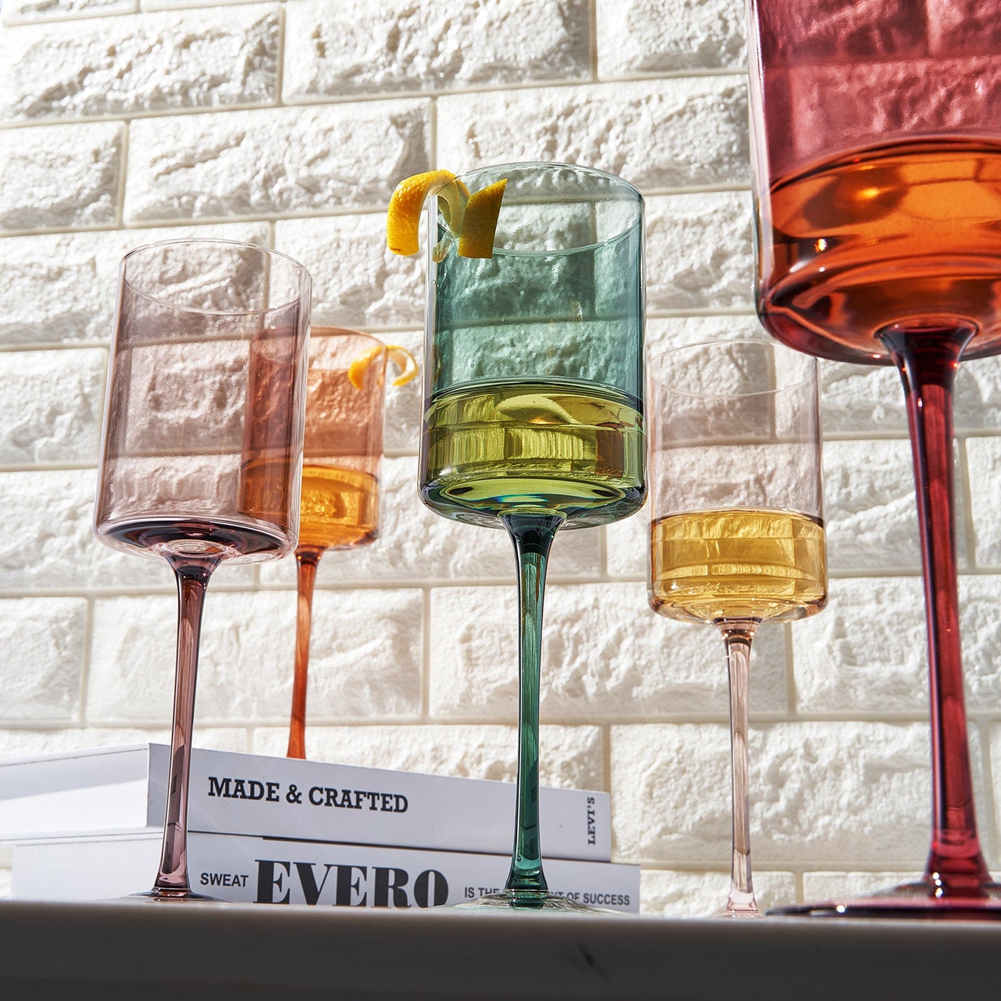 TEEK - Tonal Square Stemmed Wine Glassware Set HOME DECOR TEEK KS