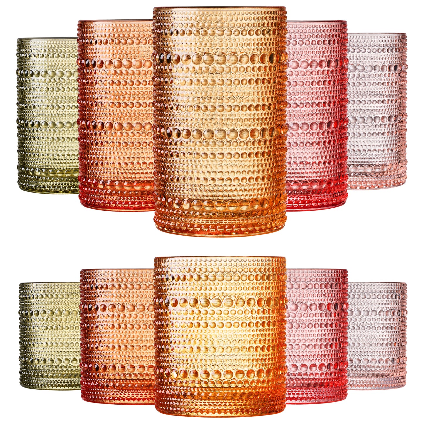 TEEK - Fortuna Hobnail Lowball & Highball Glassware Set of 10 HOME DECOR TEEK KS