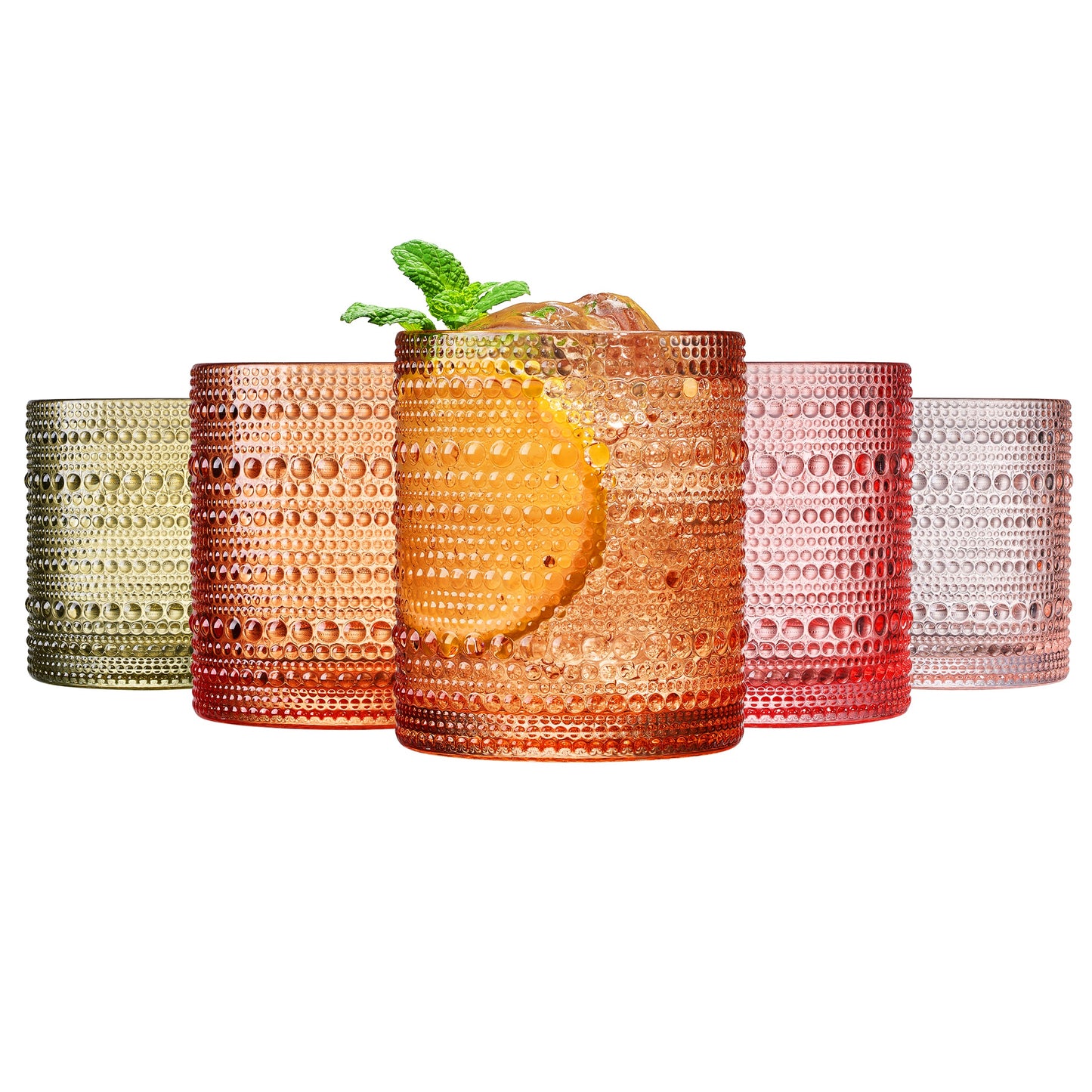 TEEK - Fortuna Hobnail Lowball Glassware Set of 5 HOME DECOR TEEK KS