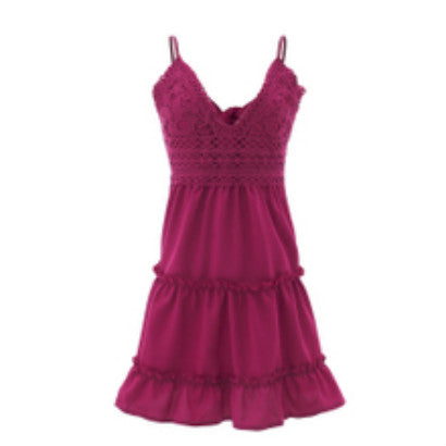 TEEK - Backless Prissy Lace Dress DRESS theteekdotcom Burgundy S 
