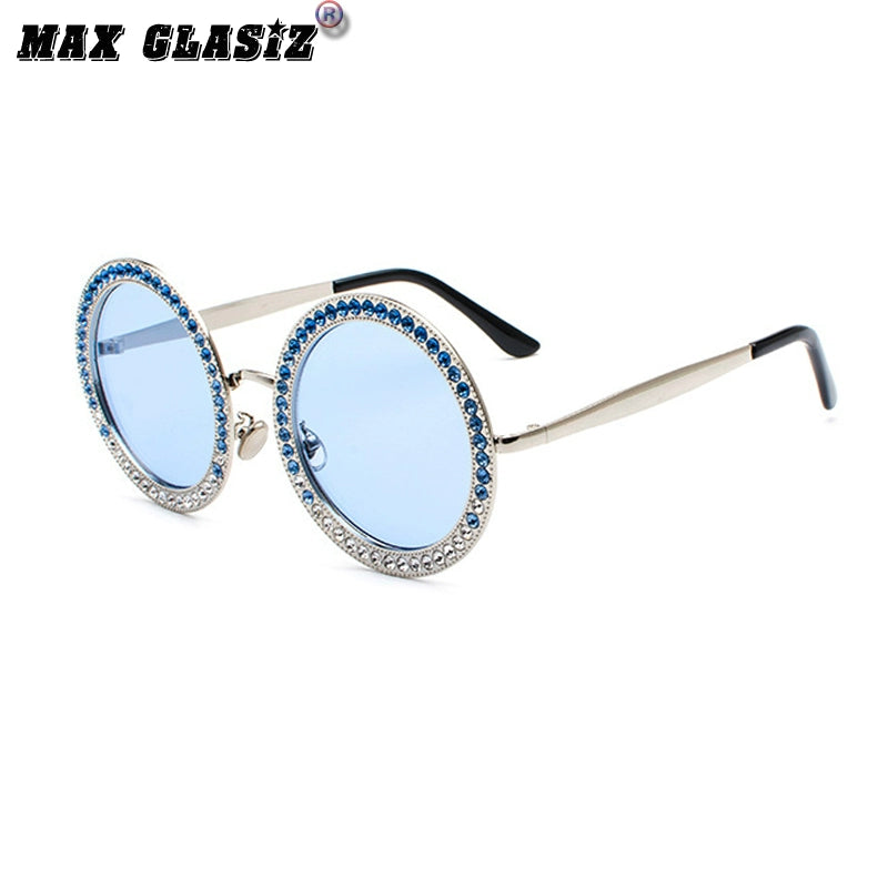 TEEK - Round Large Rim Spectacular Sunglasses EYEGLASSES theteekdotcom Silver frame/ocean blue sheet  