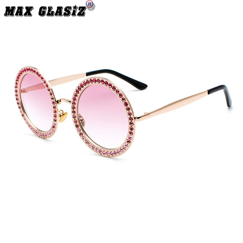 TEEK - Round Large Rim Spectacular Sunglasses EYEGLASSES theteekdotcom Gold Frame/Gradient Pink  