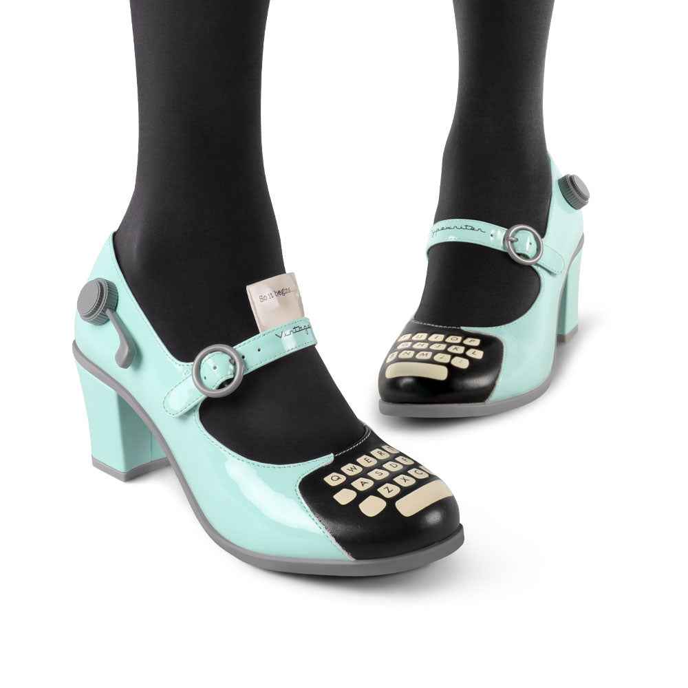 Chocolaticas® Mid Heels Typewriter Women's Mary Jane Pump Mid Heels Hot Chocolate Design