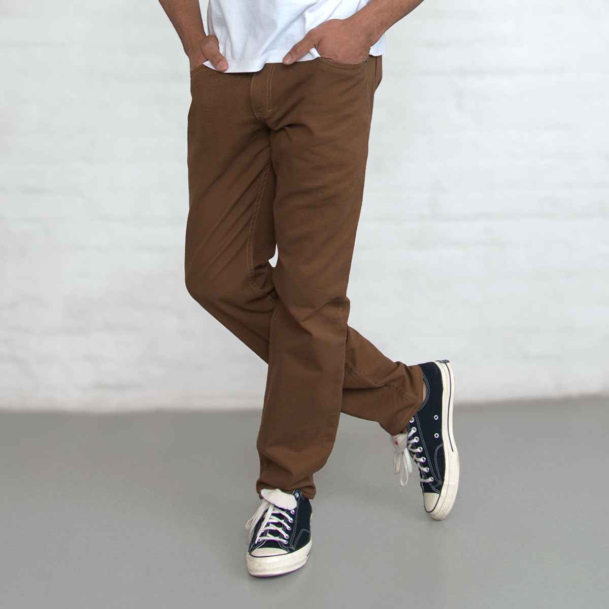 TEEK - 100% Cotton Tailored Fit Brown JEANS TEEK DDA