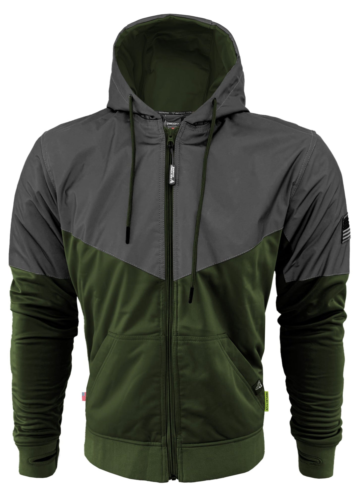 TEEK - Mens Ultra Reflective Padded Hoodie Army Green Nebula JACKET TEEK BR