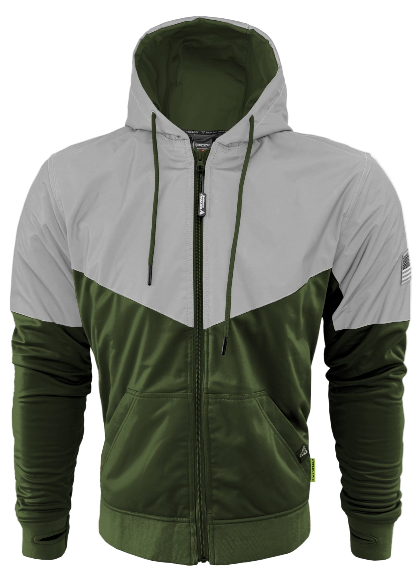 TEEK - Mens Ultra Reflective Padded Hoodie Army Green Eclipse JACKET TEEK BR