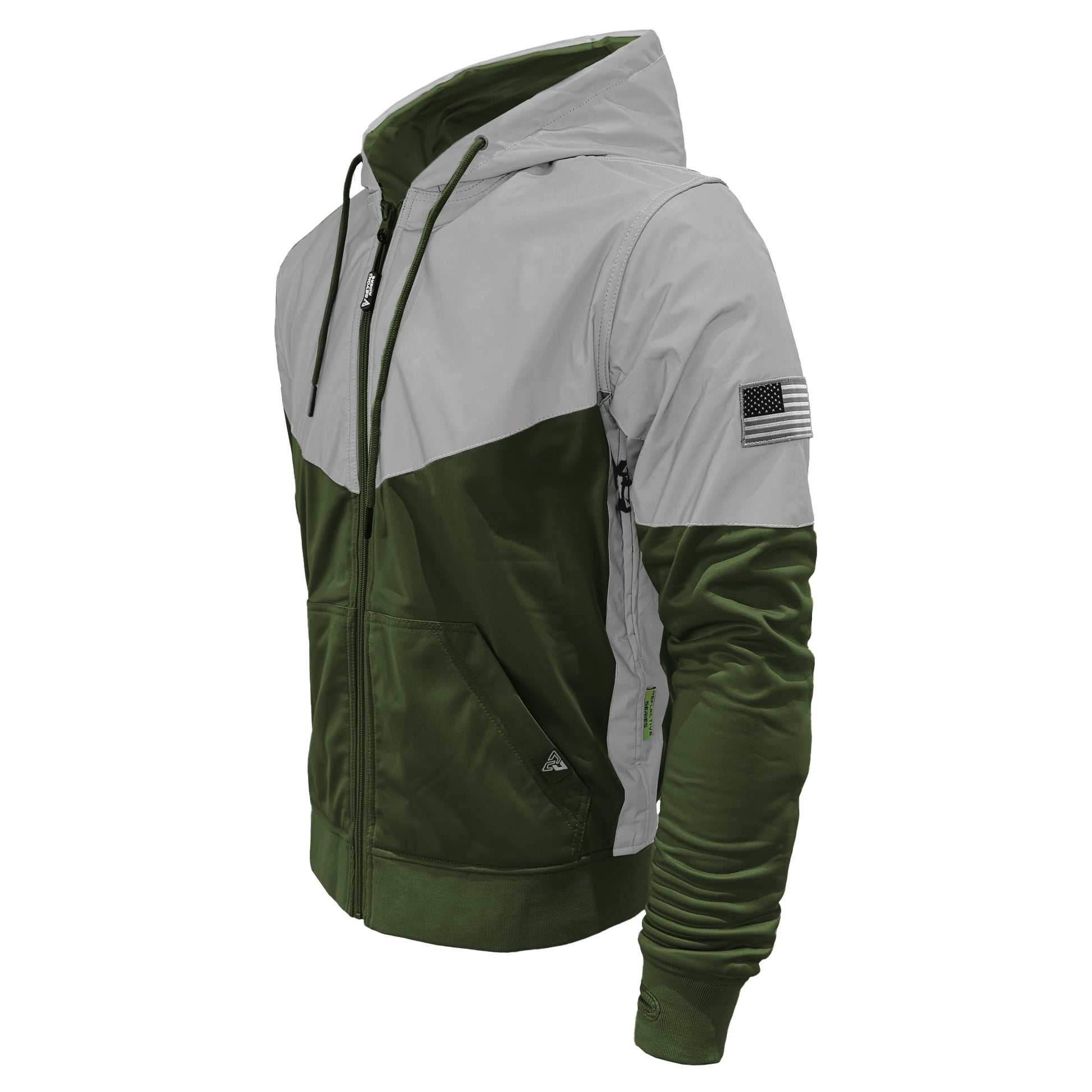 TEEK - Mens Ultra Reflective Padded Hoodie Army Green Eclipse JACKET TEEK BR