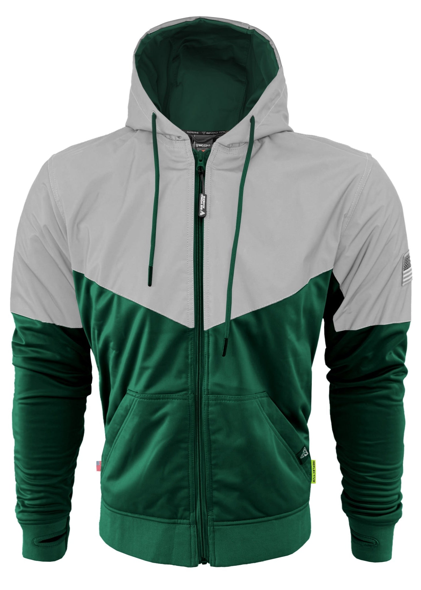 TEEK - Mens Ultra Reflective Padded Hoodie Dark Green Eclipse JACKET TEEK BR
