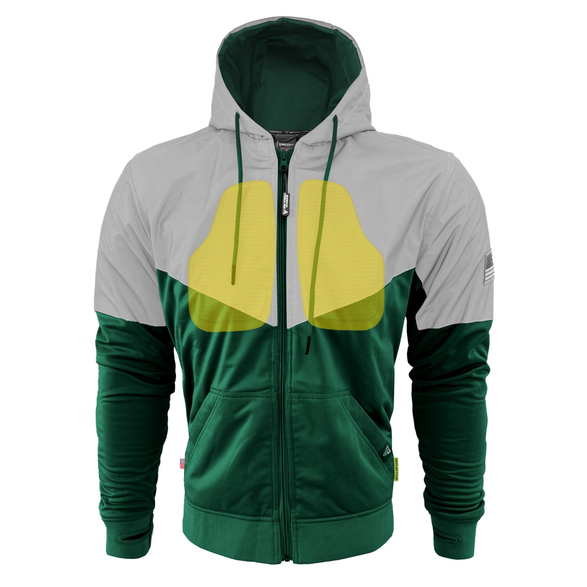 TEEK - Mens Ultra Reflective Padded Hoodie Dark Green Eclipse JACKET TEEK BR Dark Green Eclipse XXS