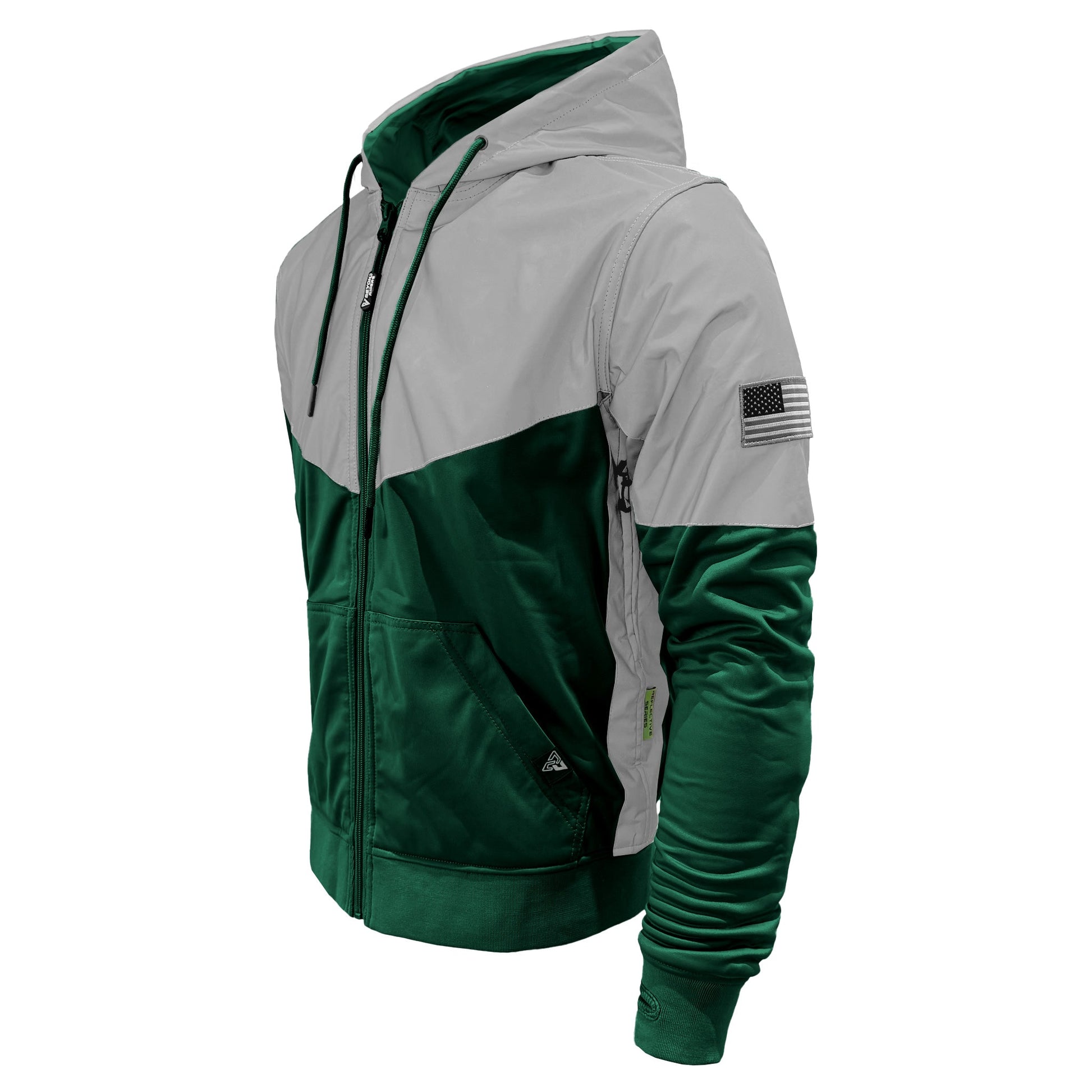 TEEK - Mens Ultra Reflective Padded Hoodie Dark Green Eclipse JACKET TEEK BR
