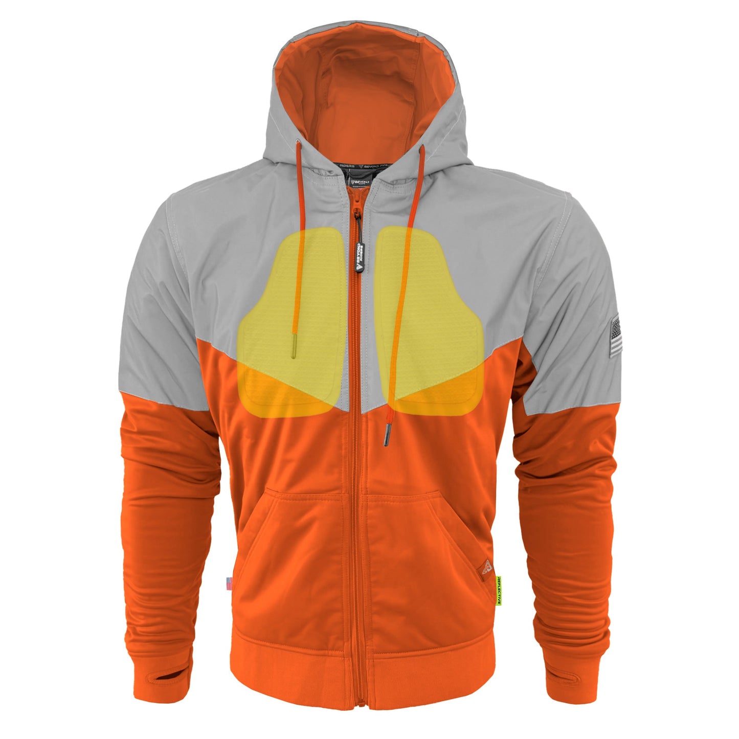 TEEK - Mens Ultra Reflective Padded Hoodie Hi Vis Orange Eclipse JACKET TEEK BR Hi Vis Orange Eclipse XXS