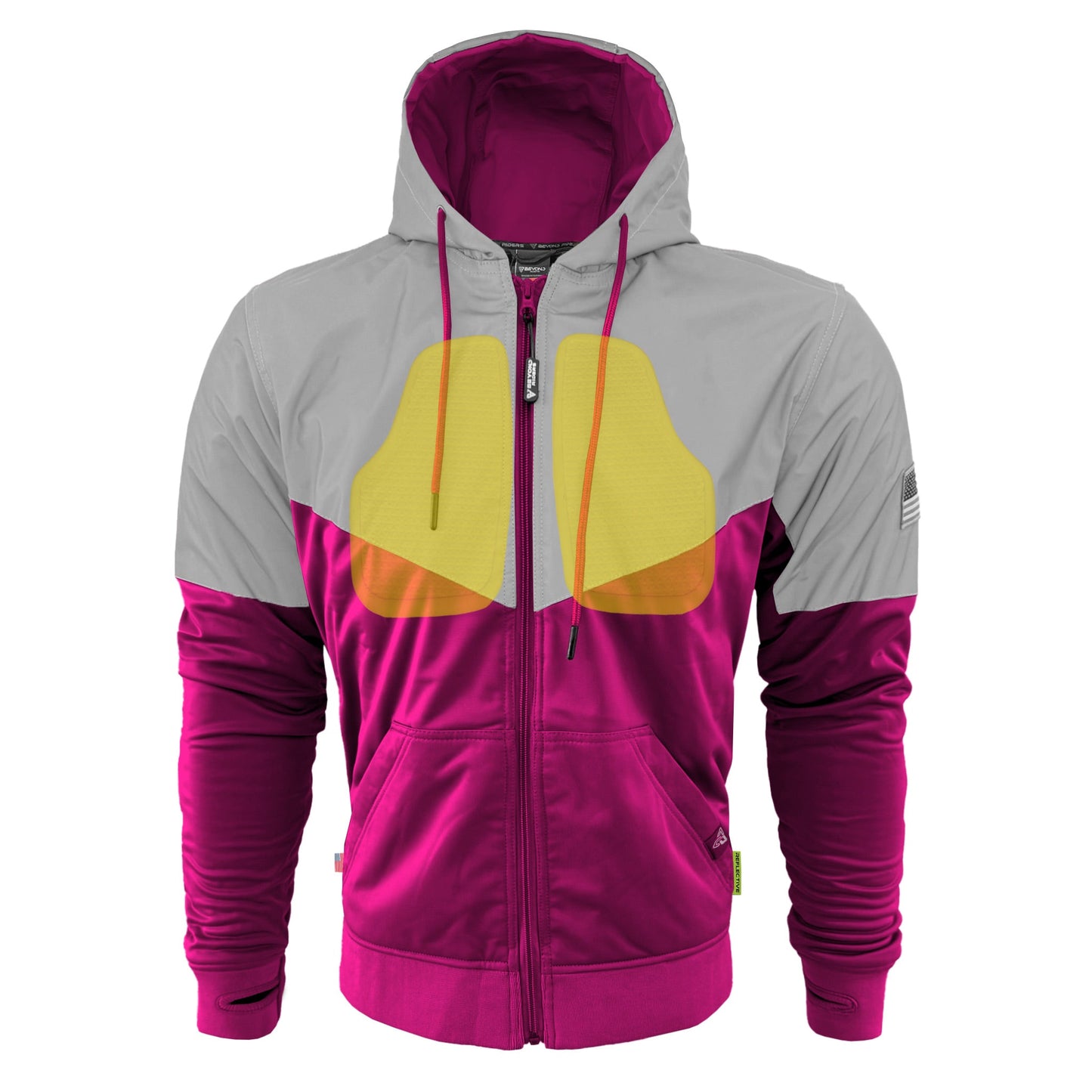TEEK - Mens Ultra Reflective Padded Hoodie Pink Eclipse JACKET TEEK BR Pink Eclipse XXS
