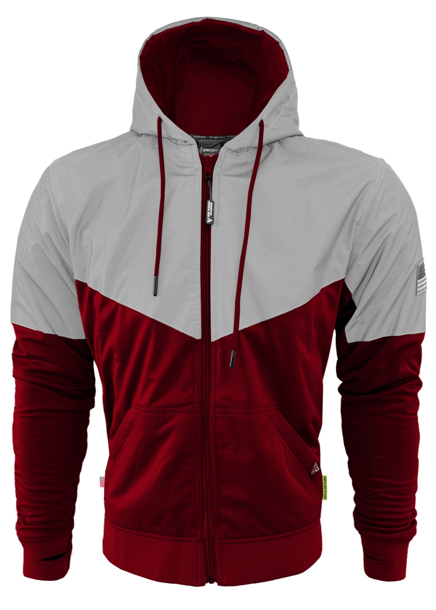 TEEK - Mens Ultra Reflective Padded Hoodie Red Maroon Eclipse JACKET TEEK BR