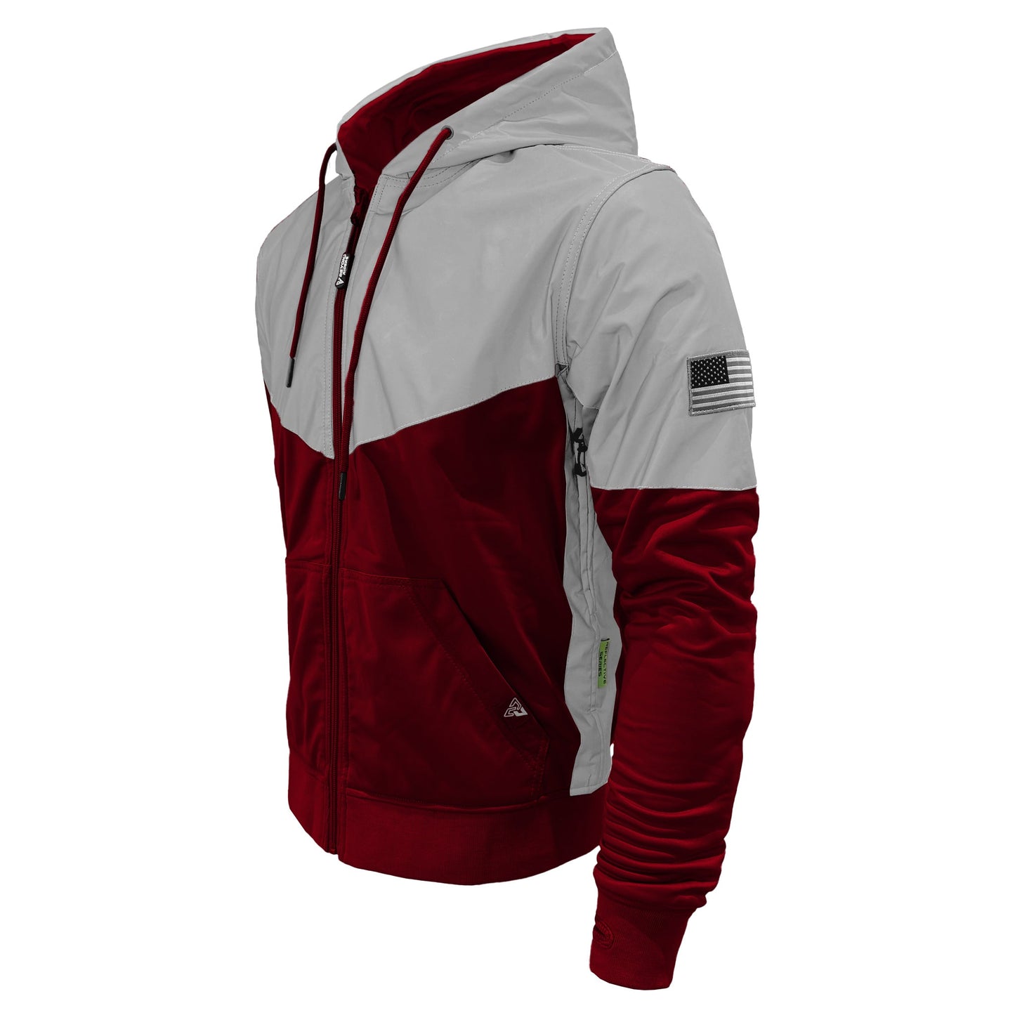 TEEK - Mens Ultra Reflective Padded Hoodie Red Maroon Eclipse JACKET TEEK BR