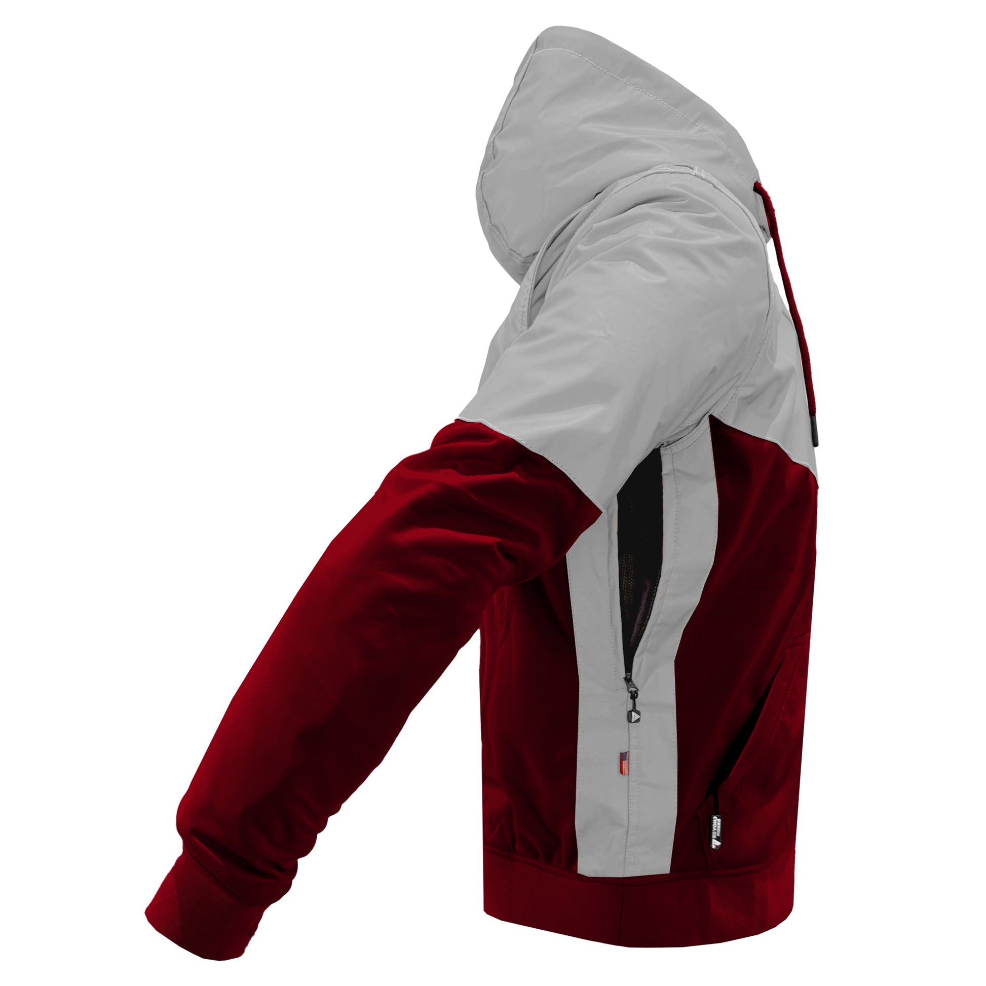 TEEK - Mens Ultra Reflective Padded Hoodie Red Maroon Eclipse JACKET TEEK BR