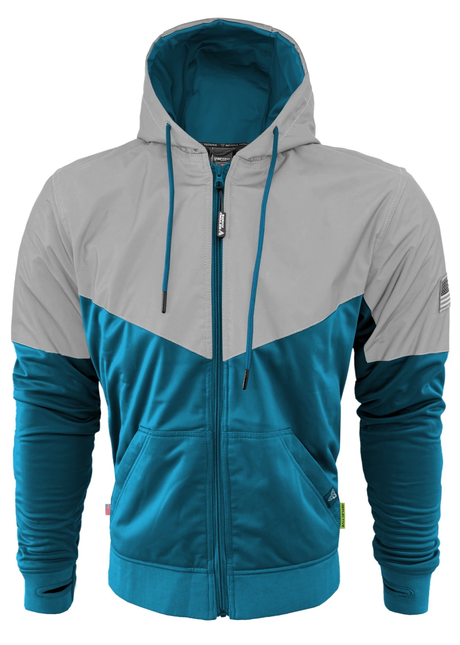 TEEK - Mens Ultra Reflective Padded Hoodie Teal Eclipse JACKET TEEK BR