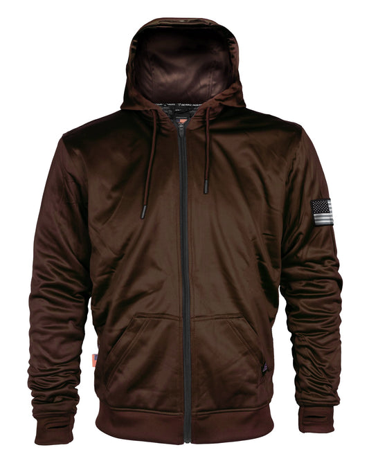 TEEK - Mens Brown Solid Ultra PProtective Padded Hoodie JACKET TEEK BR