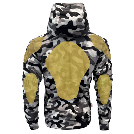 Protective SoftShell Unisex Camouflage Hoodie - "Snow Fox" with Pads Hoodie Beyond Riders