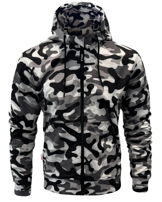 Protective SoftShell Unisex Camouflage Hoodie - "Snow Fox" with Pads Hoodie Beyond Riders