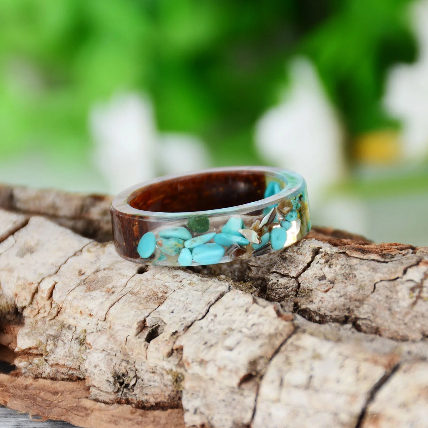 TEEK - Wood Resin Handmade Dried Flower Ring JEWELRY theteekdotcom   