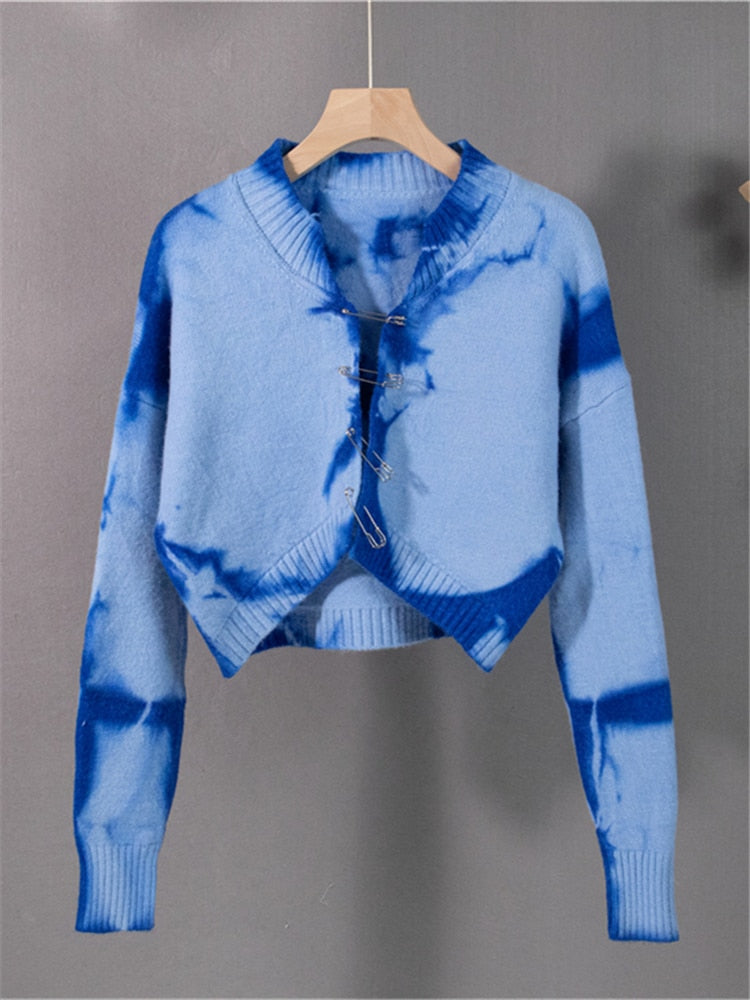 TEEK - Pinned Tie Dye Sweater TOPS theteekdotcom Blue One Size 