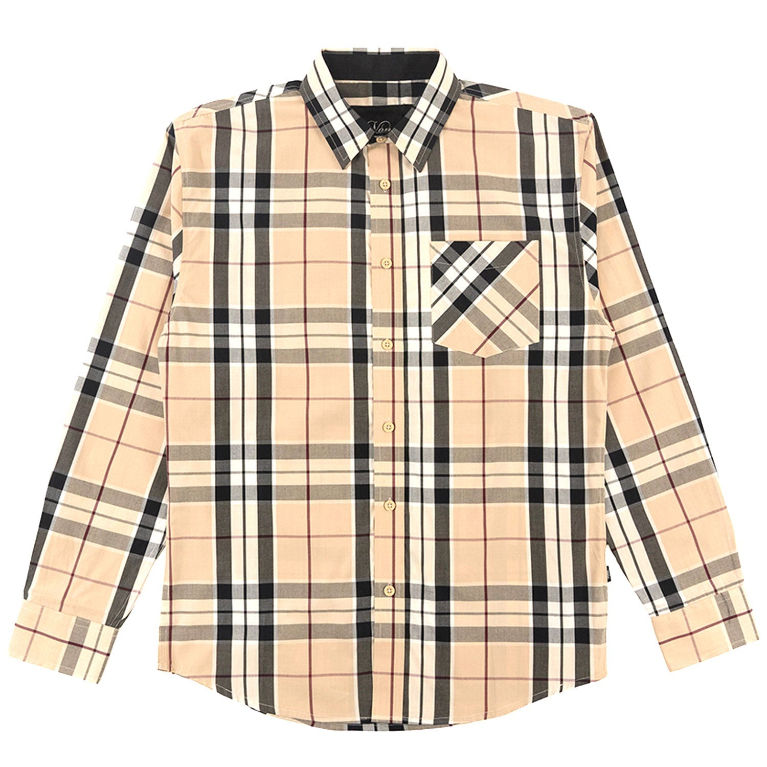 TEEK - V1826 Brandon Long sleeves Plaid Shirt - Khaki TOPS TEEK MJ L KHAKI