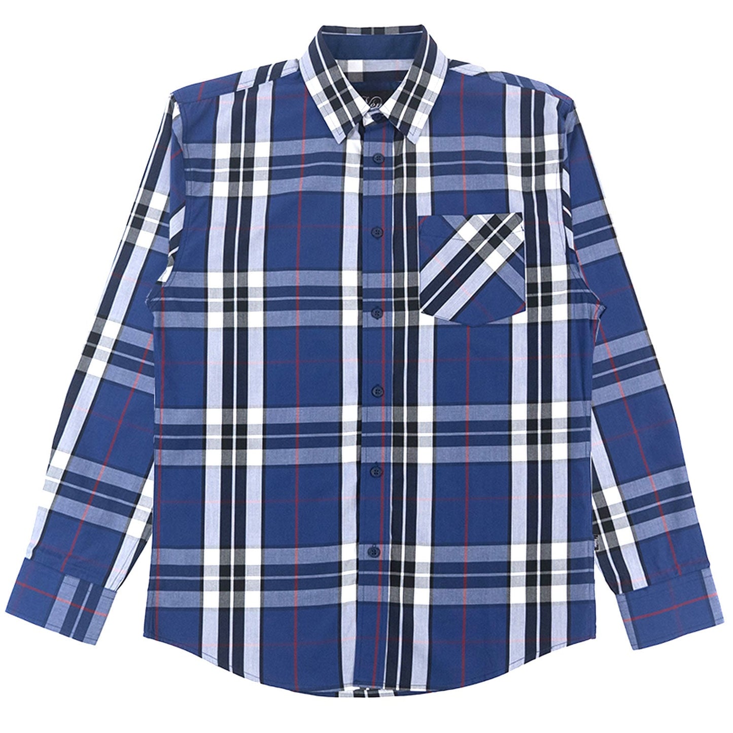TEEK - V1826 Brandon Long sleeves Plaid Shirt - Navy TOPS TEEK MJ L NAVY