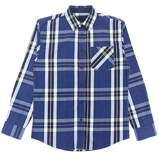 TEEK - V1826 Brandon Long sleeves Plaid Shirt - Navy TOPS TEEK MJ L NAVY