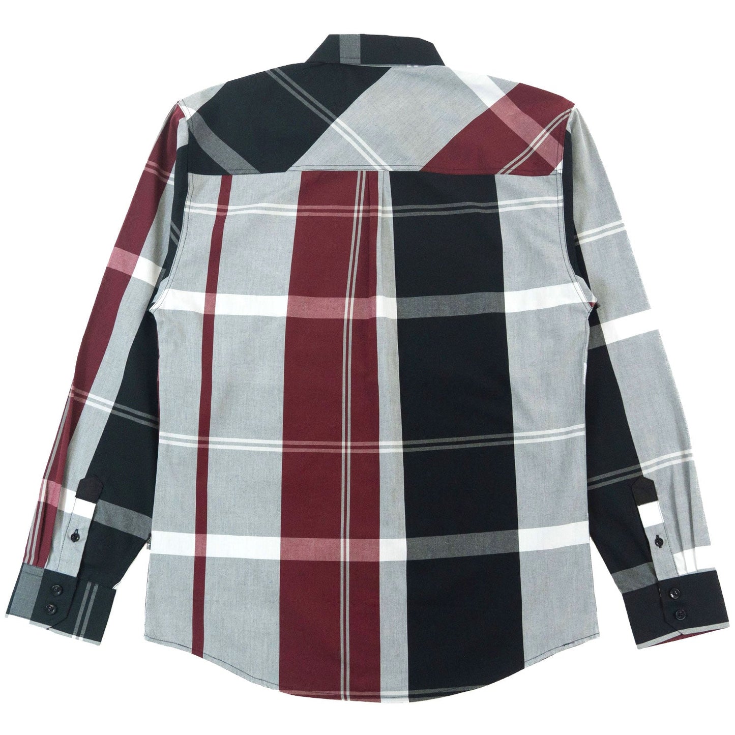 TEEK - V1829 Colton Long Sleeves Plaid Shirt - Burgundy TOPS TEEK MJ
